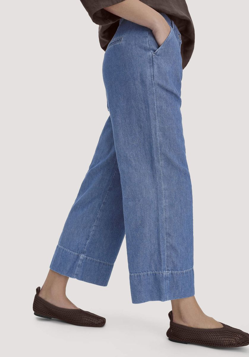 hessnatur Damen Jeans ENNELIE Culotte Wide Leg aus Bio-Baumwolle mit TENCEL™ Lyocell und Leinen - blau - Größe 25/29