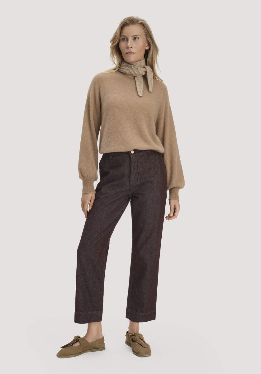 hessnatur Damen Jeans ELENY Culotte straight Leg aus Bio-Denim - braun - Größe 26/29