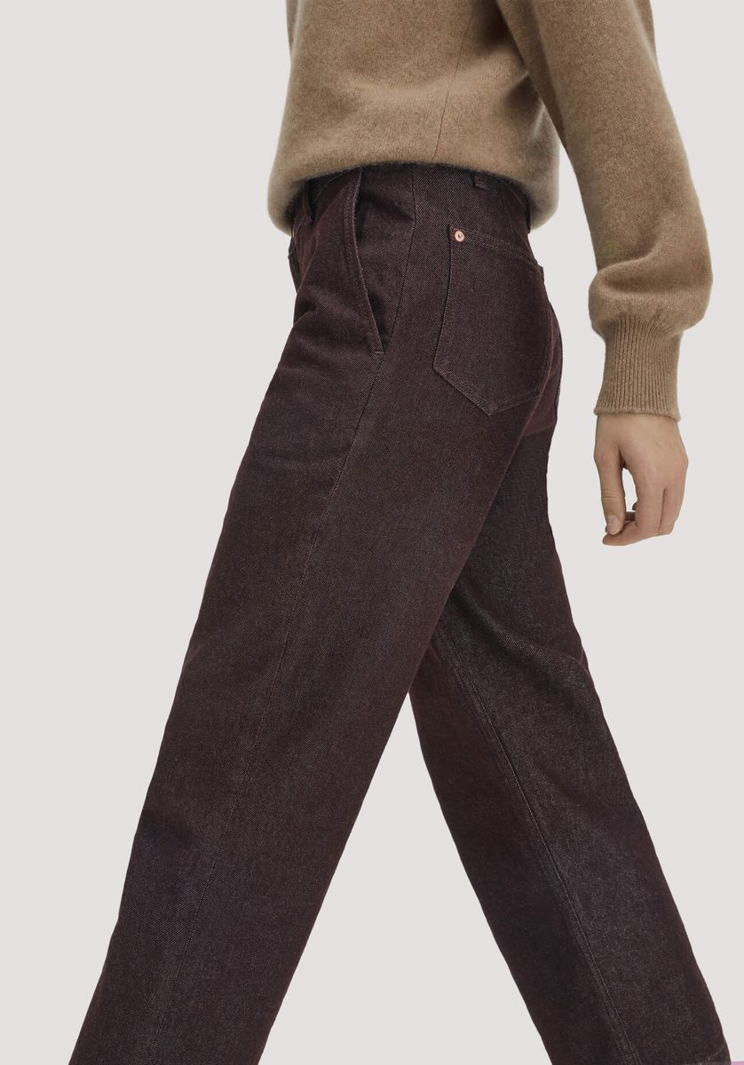 hessnatur Damen Jeans ELENY Culotte straight Leg aus Bio-Denim - braun - Größe 26/29