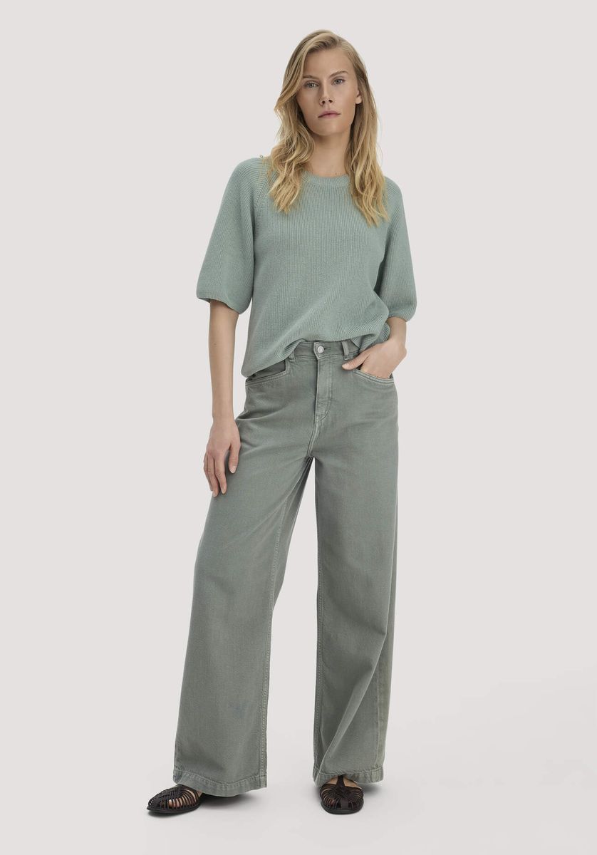 hessnatur Damen Jeans VONNA Super Wide Leg aus Bio-Baumwolle mit TENCEL™ Lyocell - grün - Größe 26/32