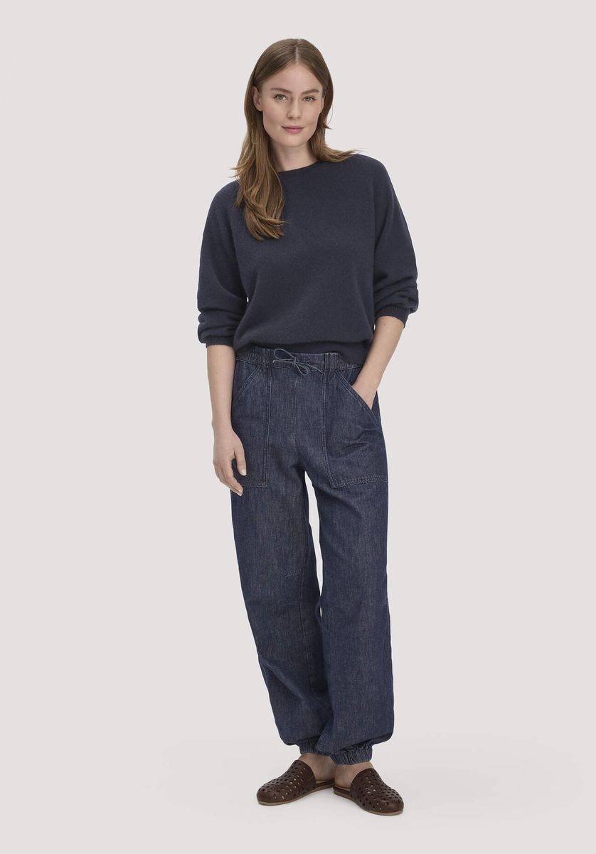 hessnatur Damen Jeans Soft Utility aus Bio-Denim mit Kapok - blau - Größe 34