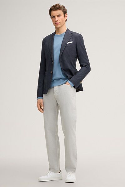 Windsor Giorno Marineblaues Woll-Leinen-Mischung Sakko Zwei-Knopf-Verschluss