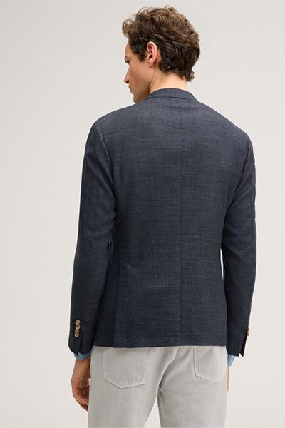 Windsor Giorno Marineblaues Woll-Leinen-Mischung Sakko Zwei-Knopf-Verschluss