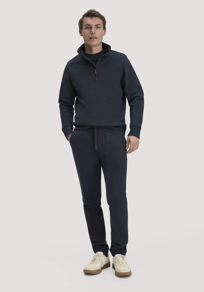 hessnatur Herren Sweat Troyer Regular BETTER RECYCLING aus Bio-Baumwolle - blau - Größe L