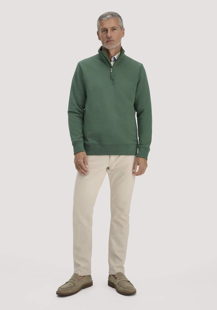 hessnatur Herren Sweat Troyer Regular BETTER RECYCLING aus Bio-Baumwolle - grün - Größe L