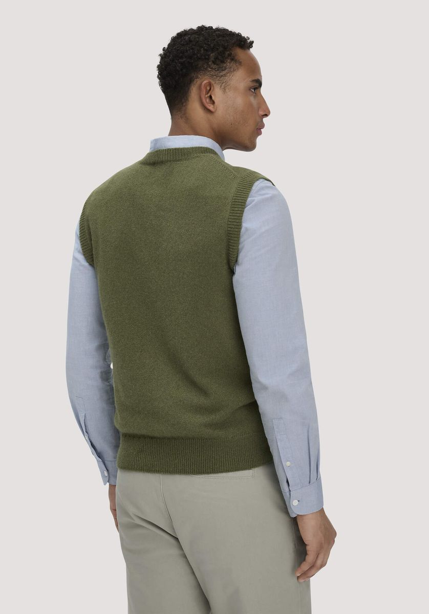 hessnatur Herren Strick Pullunder Regular aus Bio-Merinowolle mit Bio-Baumwolle - grün - Größe L