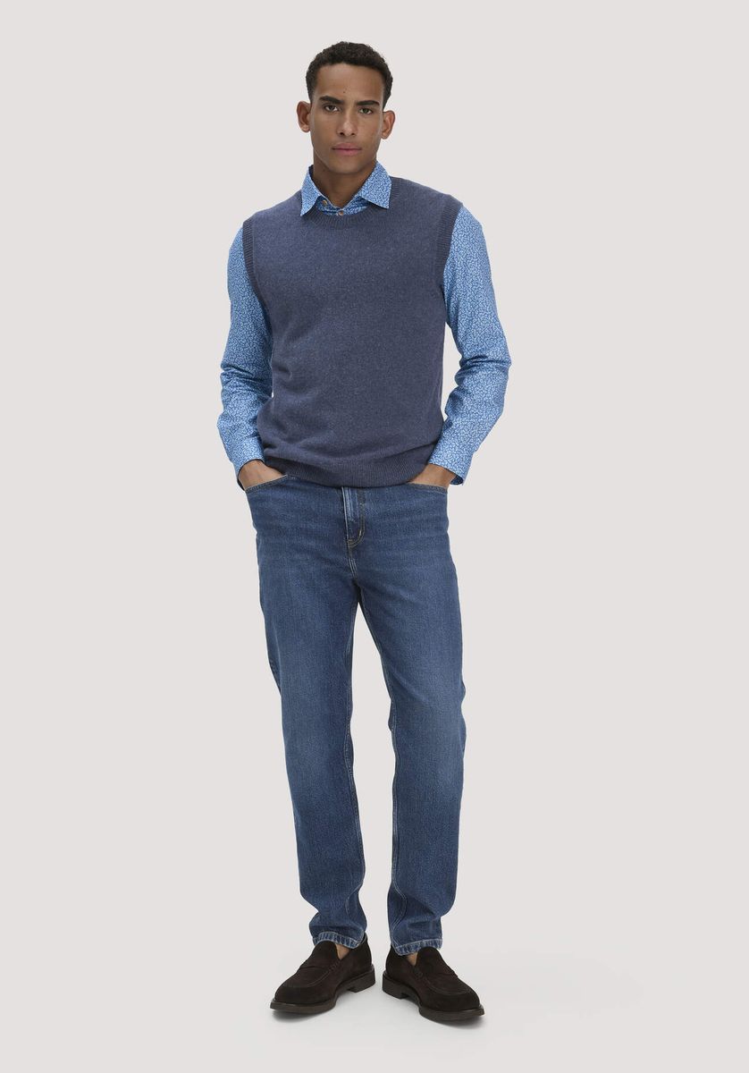 hessnatur Herren Strick Pullunder Regular aus Bio-Merinowolle mit Bio-Baumwolle - blau - Größe L