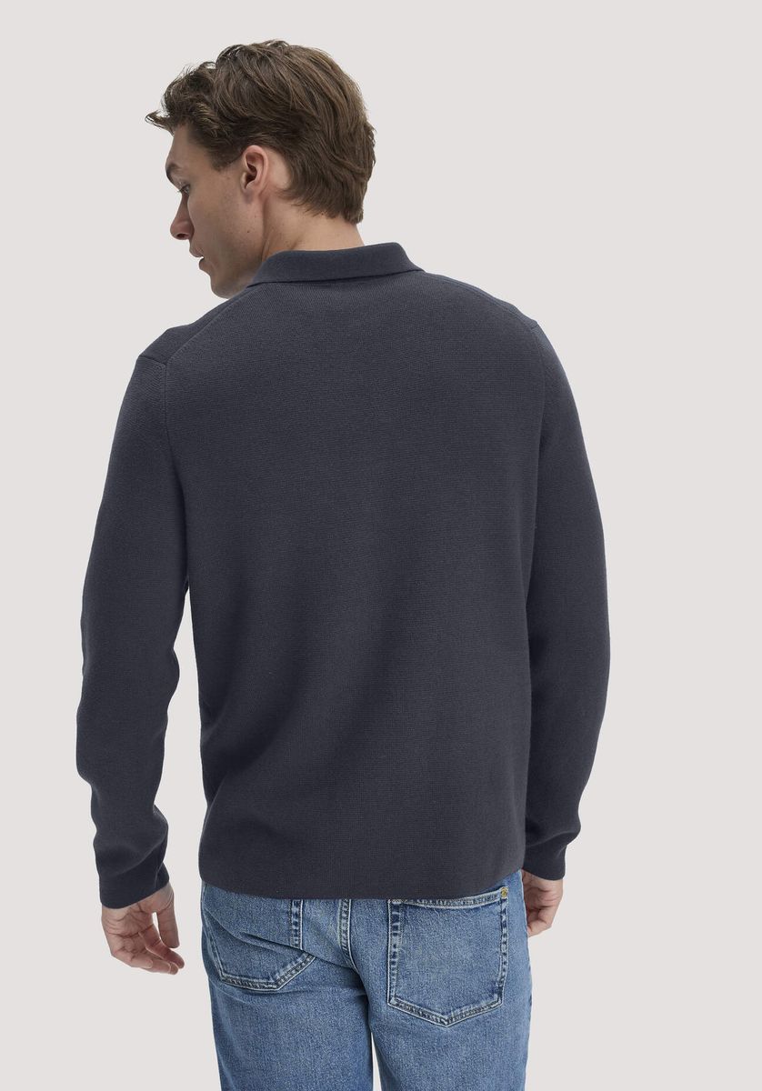 hessnatur Herren Milano Strick Polo Regular aus Bio-Baumwolle und Bio-Schurwolle - blau - Größe L