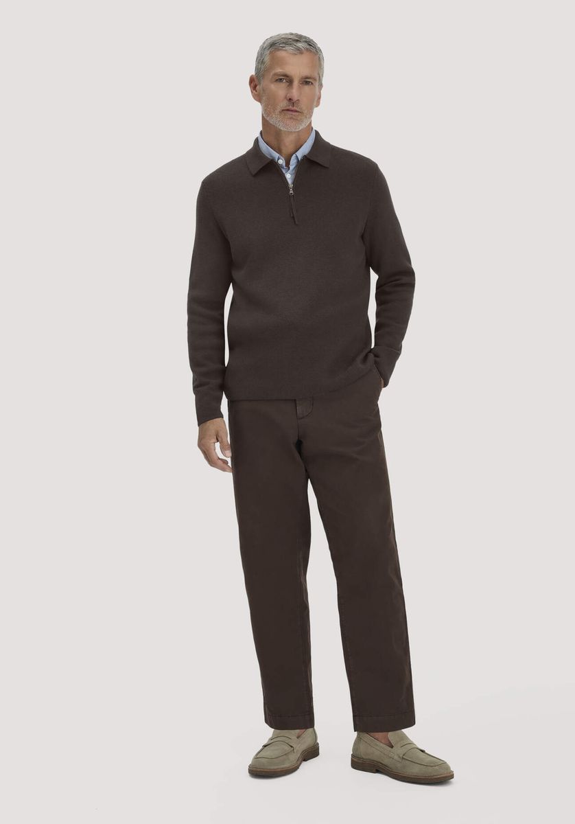 hessnatur Herren Milano Strick Polo Regular aus Bio-Baumwolle und Bio-Schurwolle - braun - Größe L