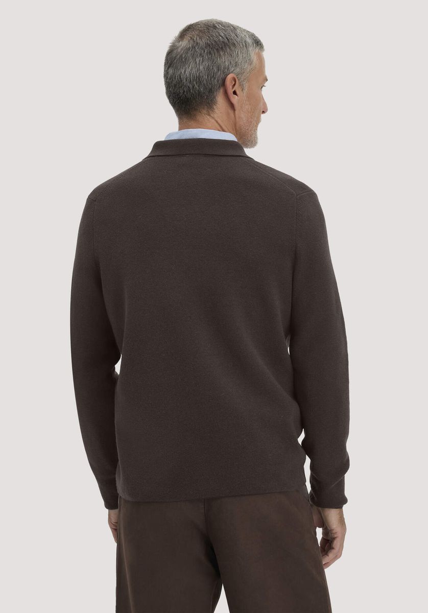 hessnatur Herren Milano Strick Polo Regular aus Bio-Baumwolle und Bio-Schurwolle - braun - Größe L