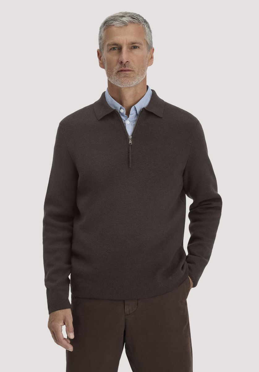hessnatur Herren Milano Strick Polo Regular aus Bio-Baumwolle und Schurwolle - braun - Größe L