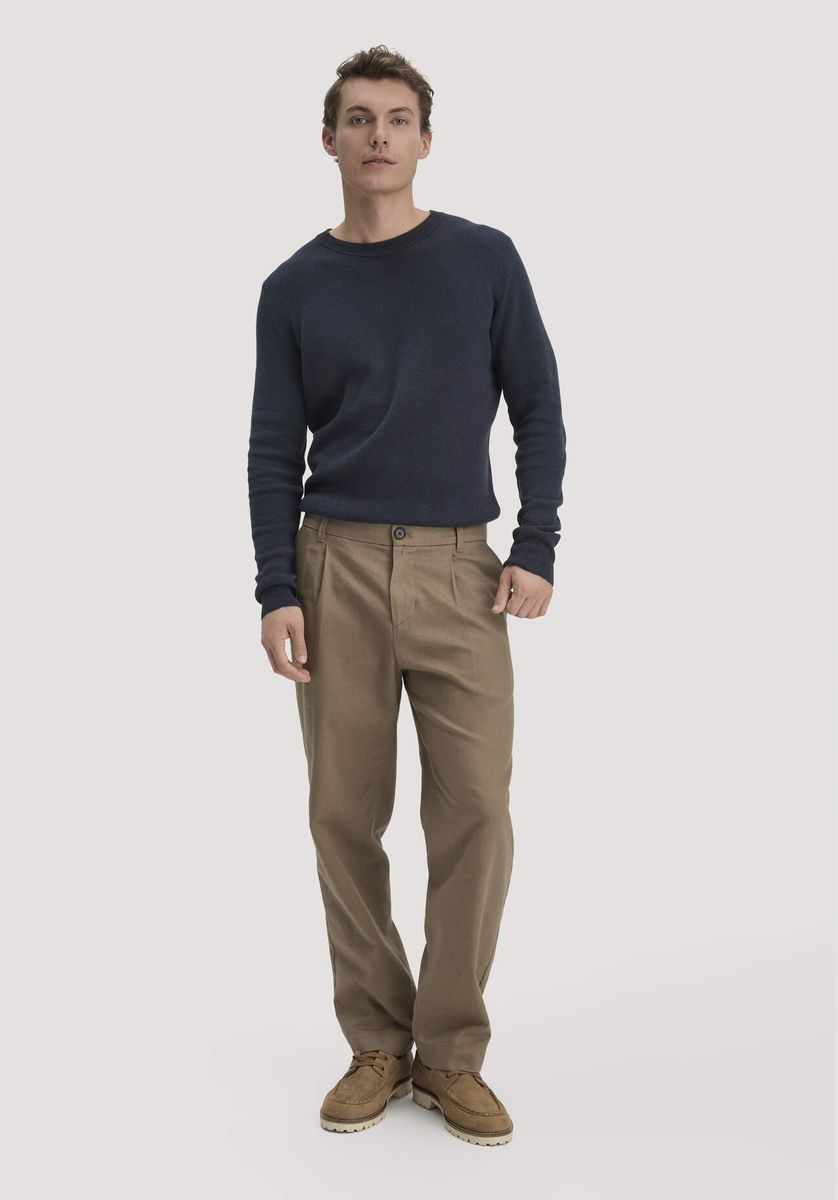 hessnatur Herren Milano Strick Pullover Regular aus Leinen mit Bio-Baumwolle und LENZING™ ECOVERO™ Viskose - blau - Größe L