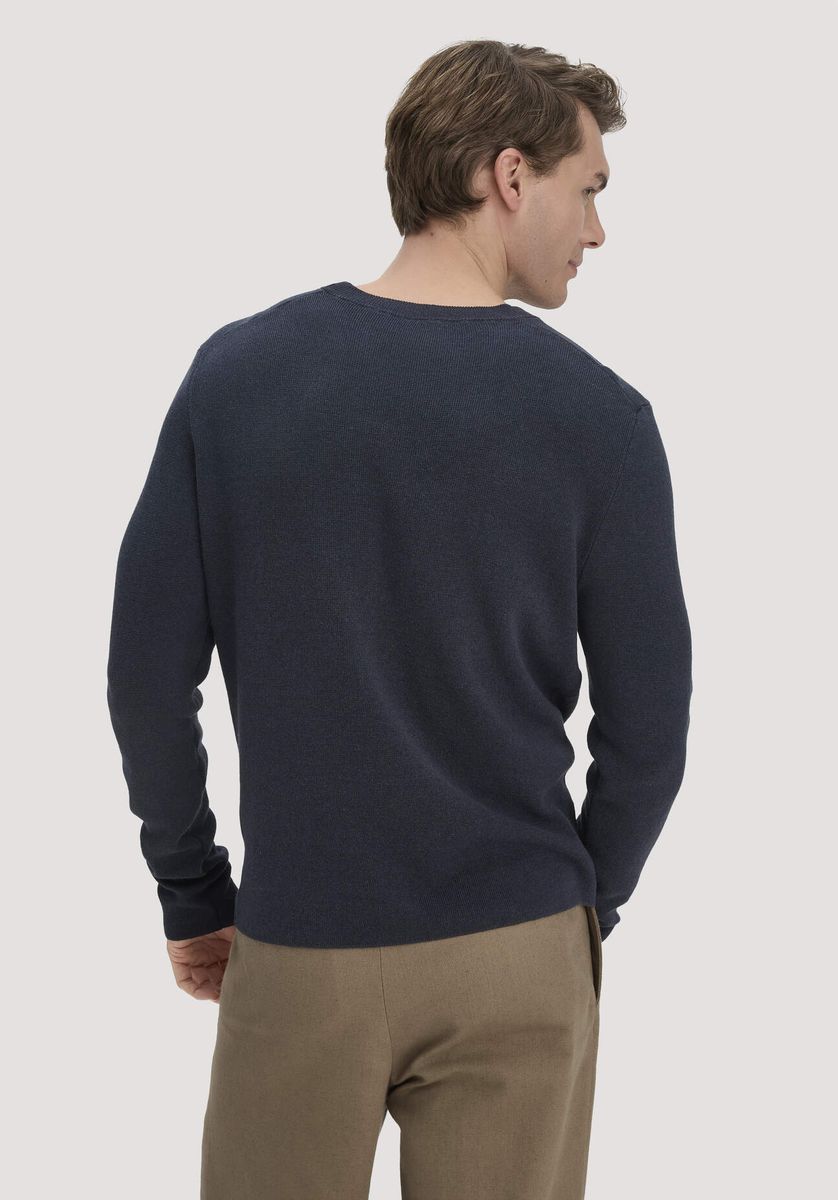 hessnatur Herren Milano Strick Pullover Regular aus Leinen mit Bio-Baumwolle und LENZING™ ECOVERO™ Viskose - blau - Größe L