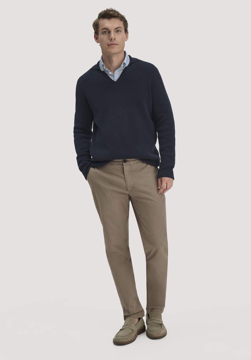 hessnatur Herren Milano Strick Polo Regular aus Leinen mit Bio-Baumwolle und LENZING™ ECOVERO™ Viskose - blau - Größe L