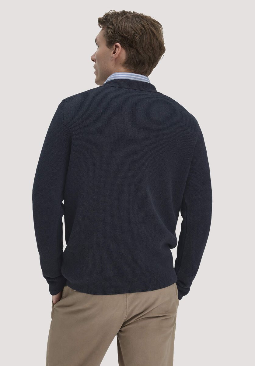 hessnatur Herren Milano Strick Polo Regular aus Leinen mit Bio-Baumwolle und LENZING™ ECOVERO™ Viskose - blau - Größe L