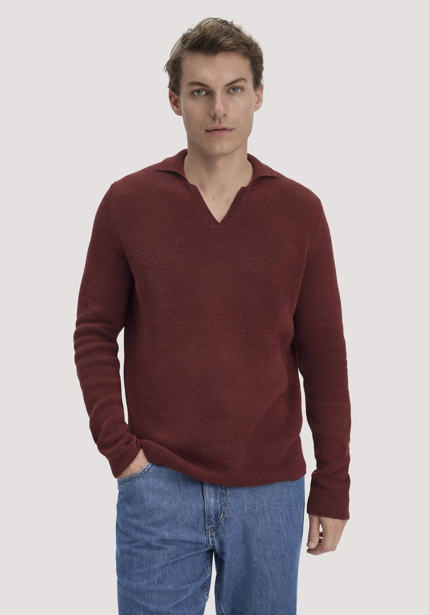 hessnatur Herren Milano Strick Polo Regular aus Leinen mit Bio-Baumwolle und LENZING™ ECOVERO™ Viskose - braun - Größe L