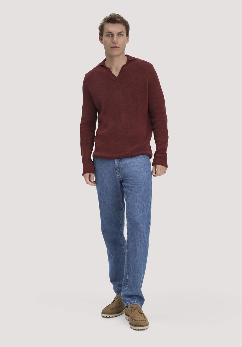 hessnatur Herren Milano Strick Polo Regular aus Leinen mit Bio-Baumwolle und LENZING™ ECOVERO™ Viskose - braun - Größe L