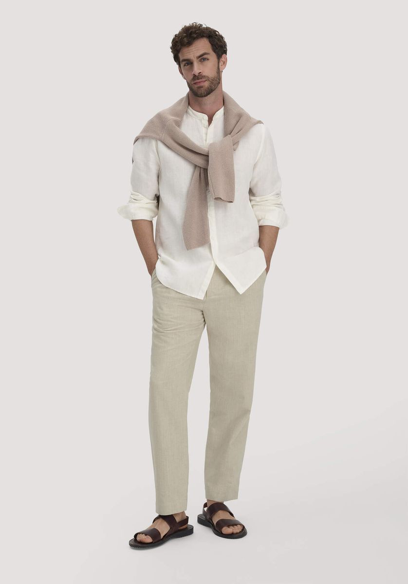 hessnatur Herren Hose RON Relaxed aus Bio-Baumwolle mit Leinen - natur - Größe 31/32