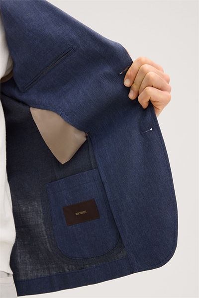 Windsor Giro Schurwoll-Leinen-Blazer in Blau