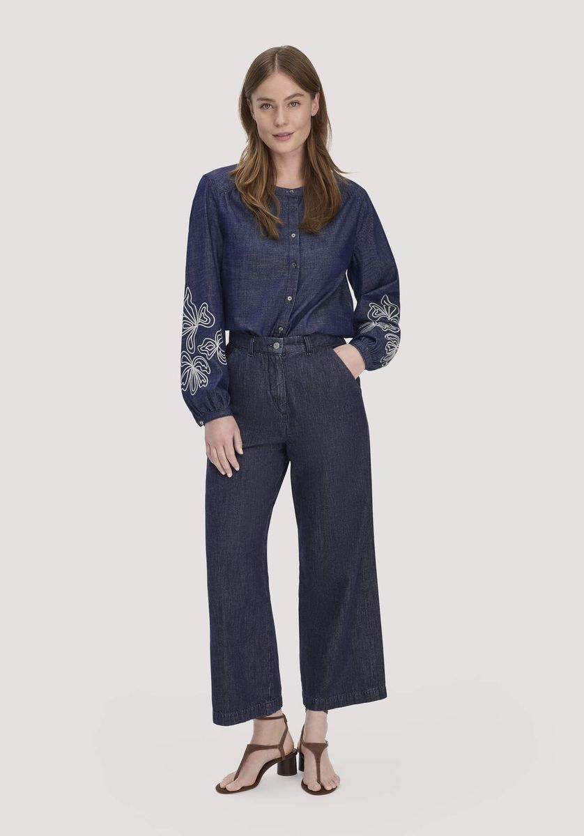 hessnatur Damen Jeans ENNELIE Culotte Wide Leg aus Bio-Denim mit Kapok - blau - Größe 25/29