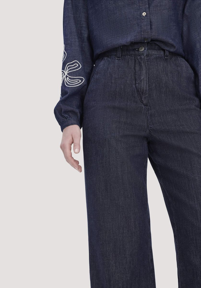 hessnatur Damen Jeans ENNELIE Culotte Wide Leg aus Bio-Denim mit Kapok - blau - Größe 25/29