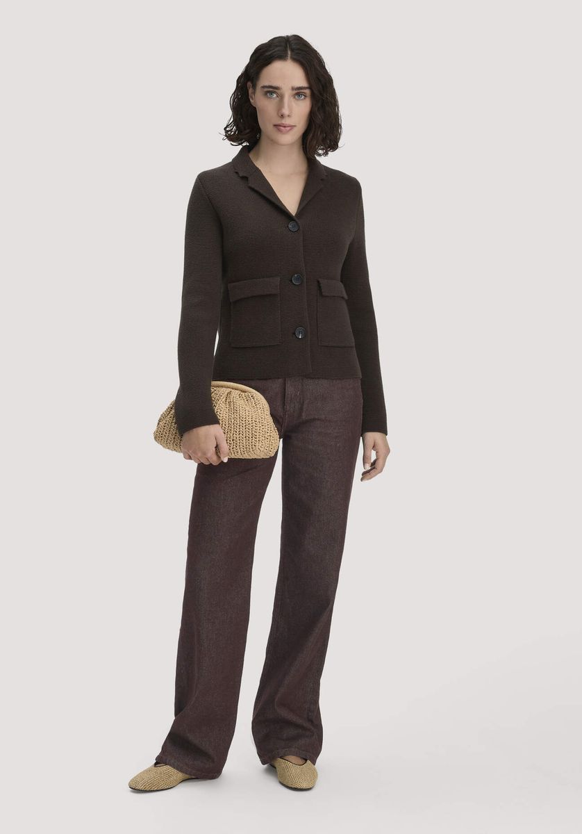 Gestrickter Blazer mit aufgesetzten Taschen