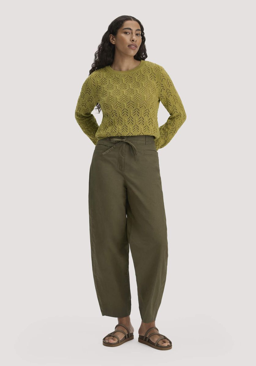 hessnatur Damen Hose Barrel Leg aus Bio-Baumwolle - grün - Größe 34