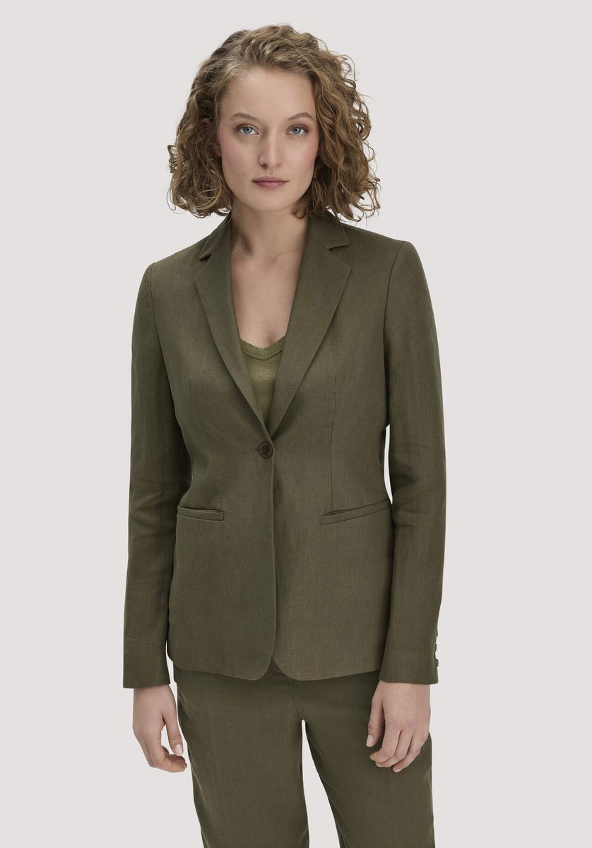 hessnatur Damen Blazer Regular aus Leinen - grün - Größe 34