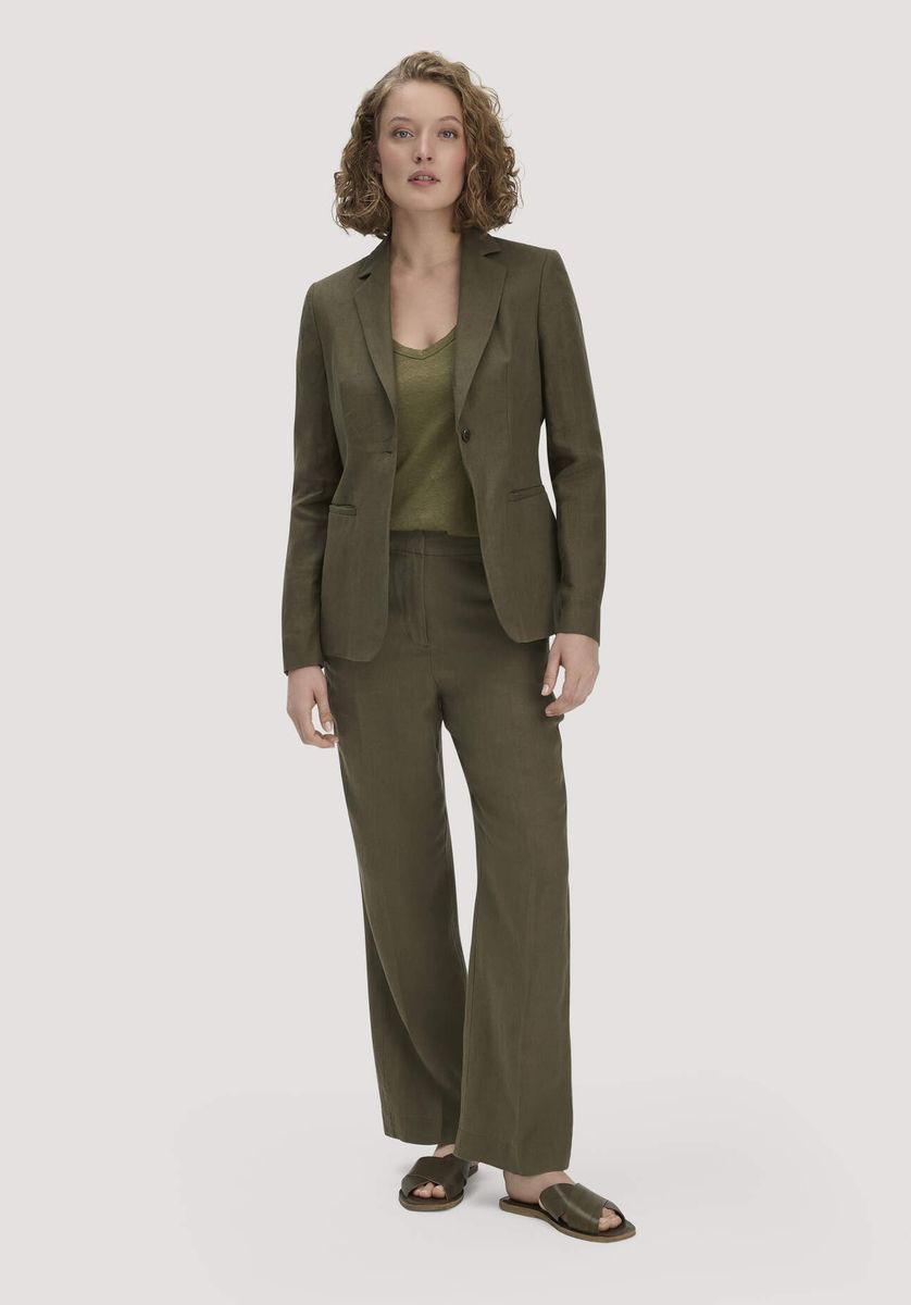 hessnatur Damen Blazer Regular aus Leinen - grün - Größe 34