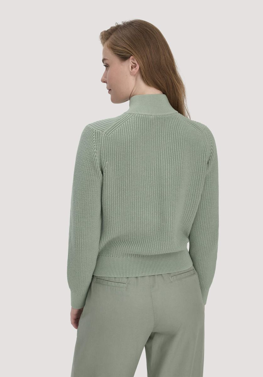 hessnatur Damen Strick Jacke Regular aus Bio-Baumwolle - grün - Größe L