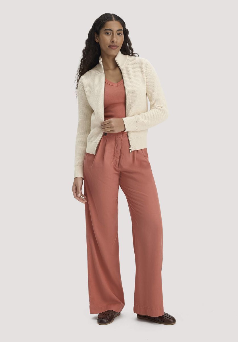 hessnatur Damen Strick Jacke Regular aus Bio-Baumwolle - beige - Größe L
