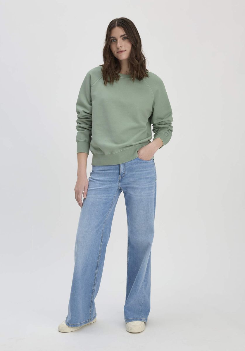 hessnatur Damen Sweatshirt Oversize aus Bio-Baumwolle - grün - Größe L