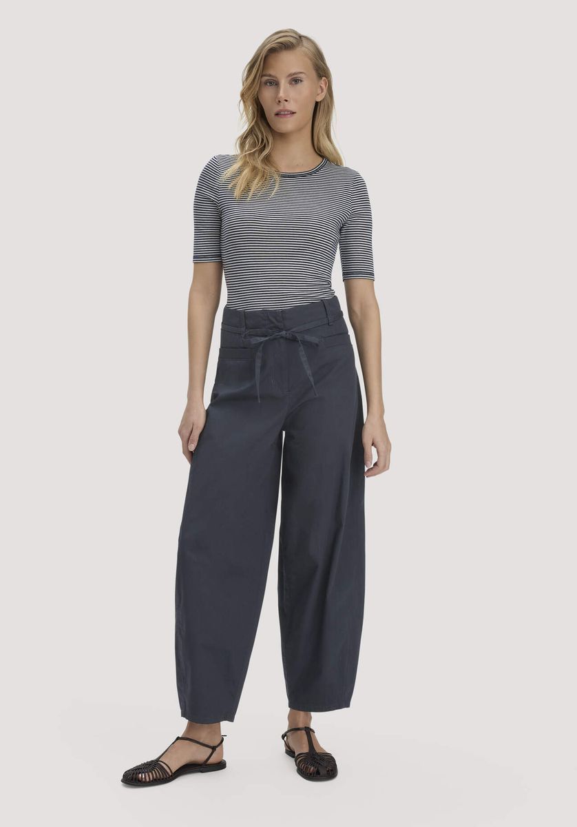 hessnatur Damen Softrib Streifen T-Shirt Fitted aus Bio-Baumwolle und TENCEL™ Modal - blau - Größe 34