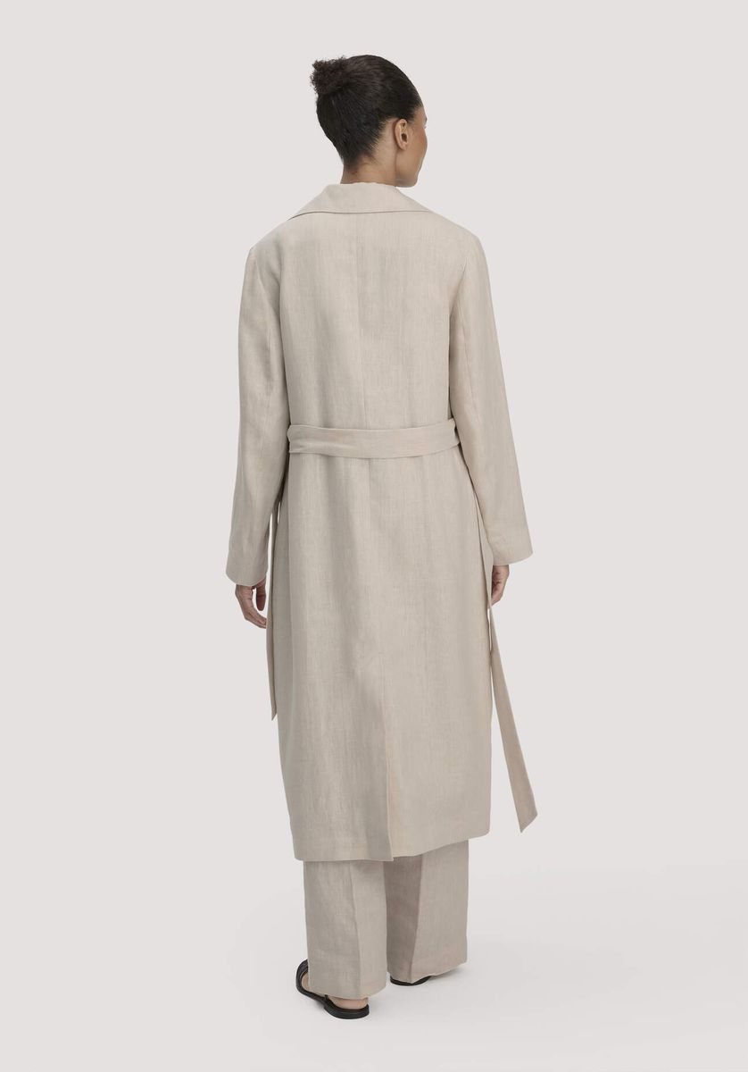 hessnatur Damen Mantel Regular aus Leinen - beige - Größe 34