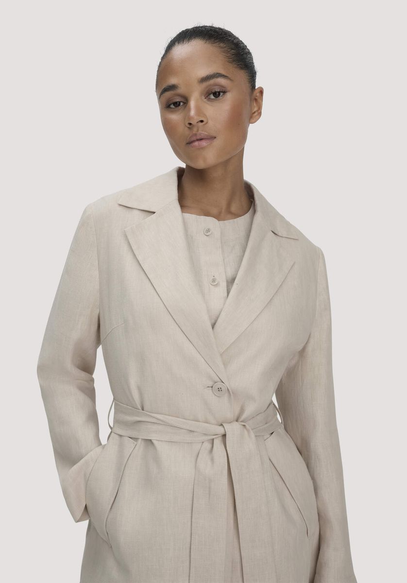 hessnatur Damen Mantel Regular aus Leinen - beige - Größe 34