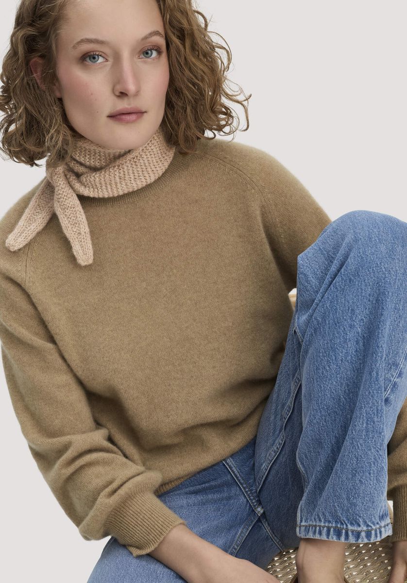 hessnatur Damen Strick Tuch aus Alpaka - beige - Größe 1size