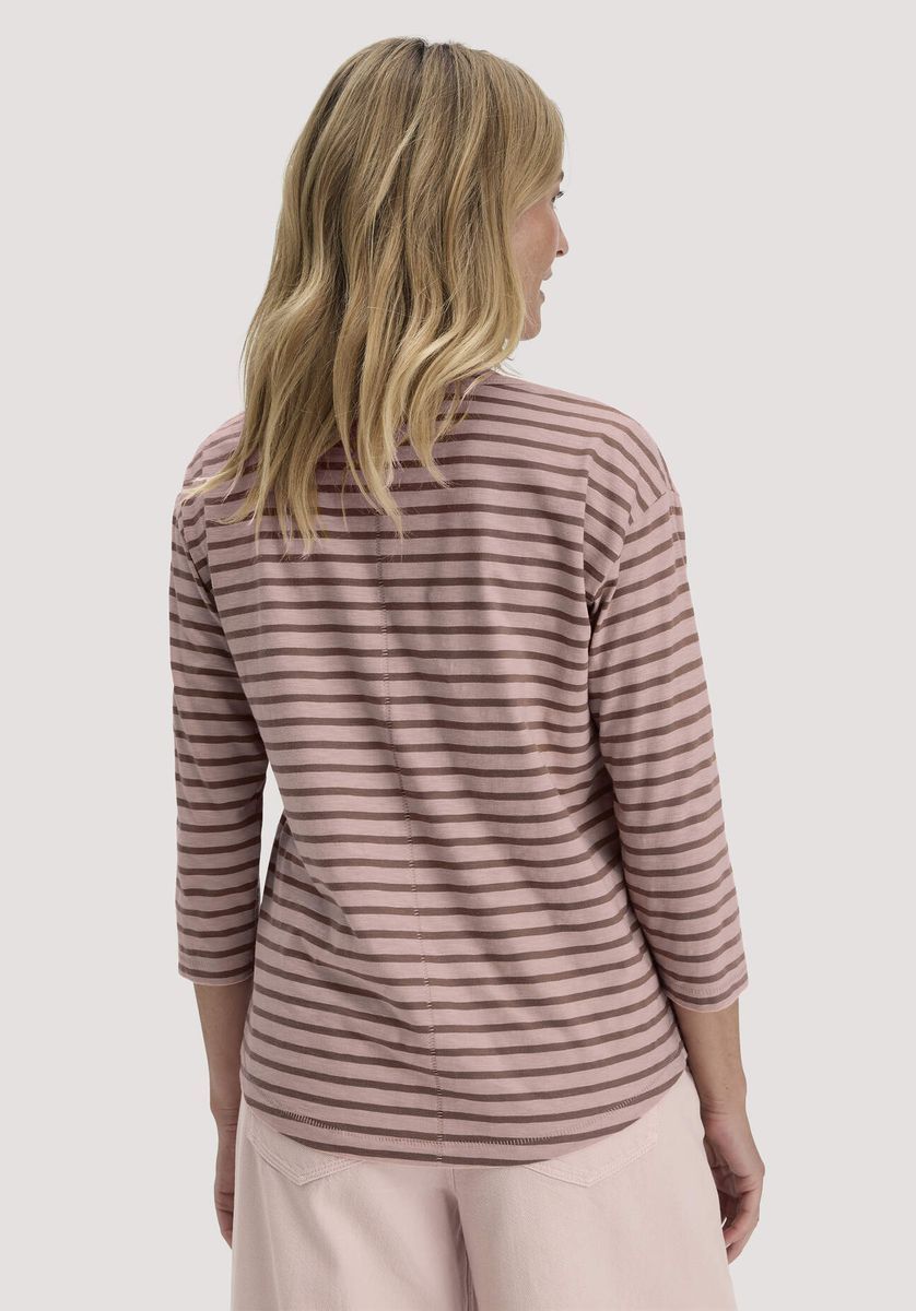 hessnatur Damen Light Slub Streifen Longsleeve Relaxed aus Bio-Baumwolle - rosa - Größe 34