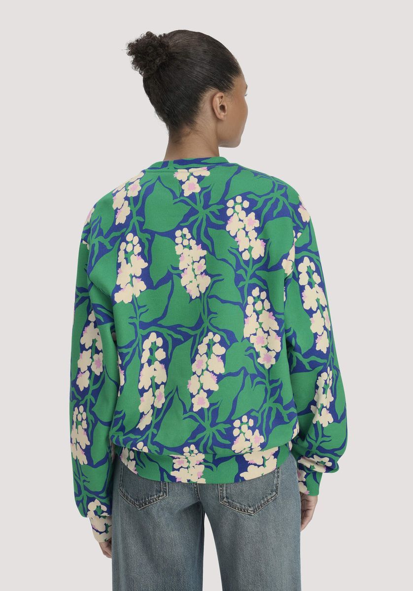 hessnatur Damen Print Sweatshirt Oversize LIV LEE aus Bio-Baumwolle - grün - Größe L