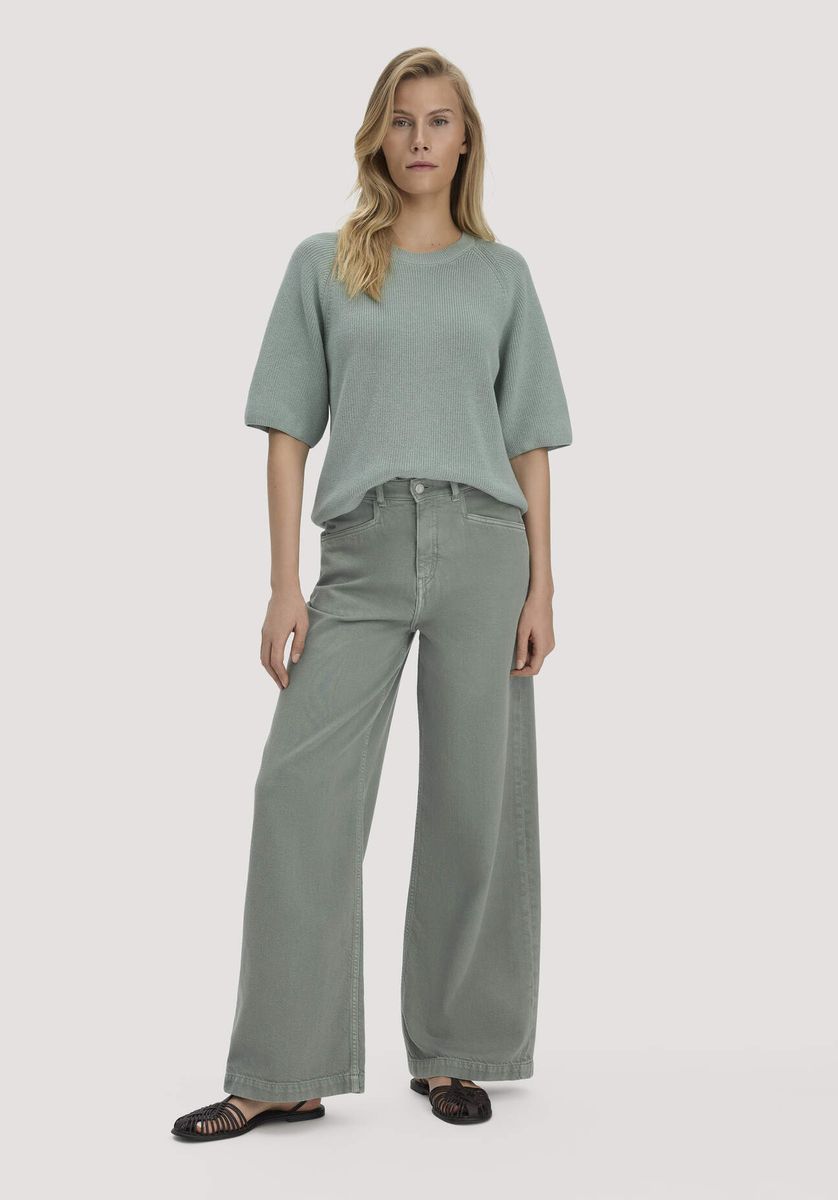 hessnatur Damen Strick Pullover Relaxed aus Bio-Baumwolle - grün - Größe L