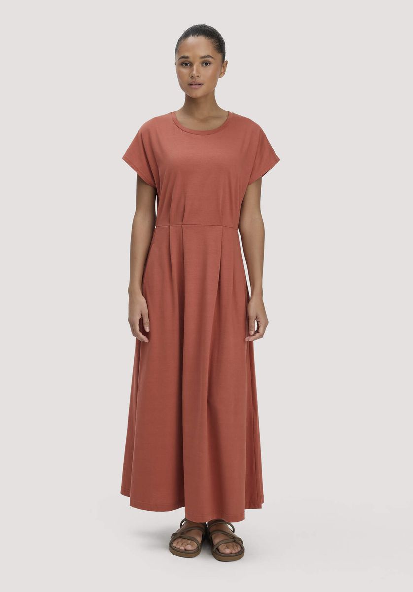 hessnatur Damen Jersey Kleid Knöchellang Relaxed aus Bio-Baumwolle - braun - Größe 34