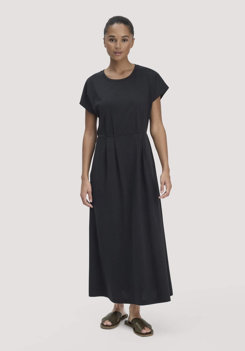 hessnatur Damen Jersey Kleid Knöchellang Relaxed aus Bio-Baumwolle - schwarz - Größe 34