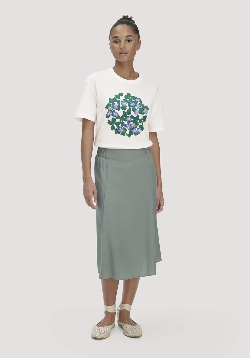 hessnatur Damen Print T-Shirt Oversize LIV LEE aus Bio-Baumwolle - grün - Größe L