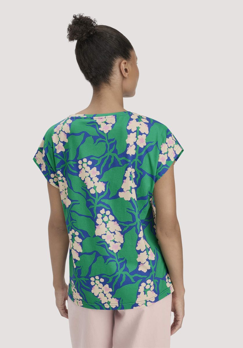 hessnatur Damen Print T-Shirt Oversize LIV LEE aus Bio-Baumwolle - grün - Größe L