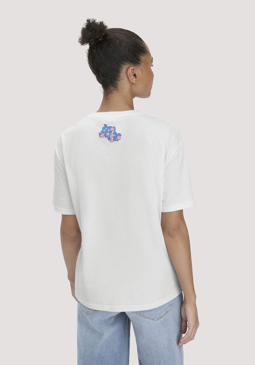 hessnatur Damen Print T-Shirt Oversize LIV LEE aus Bio-Baumwolle - blau - Größe L