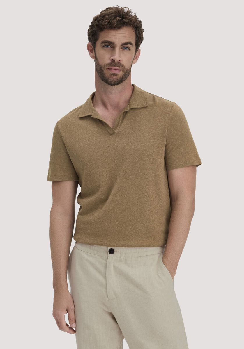 Lässiges Jersey Poloshirt aus Leinenmischung