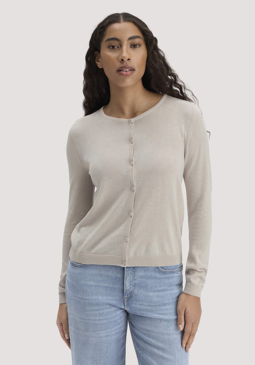 hessnatur Damen Strickjacke Regular aus TENCEL™ Lyocell mit Bio-Baumwolle - beige - Größe L