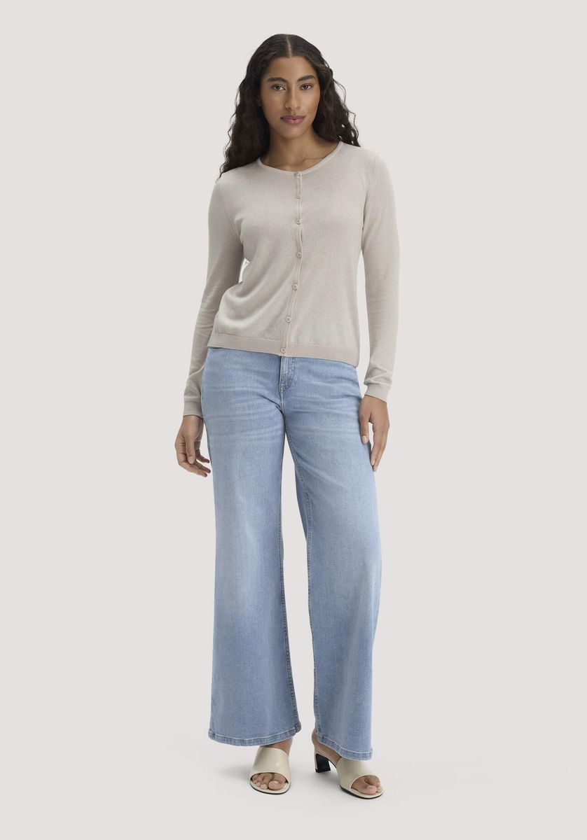 hessnatur Damen Strickjacke Regular aus TENCEL™ Lyocell mit Bio-Baumwolle - beige - Größe L