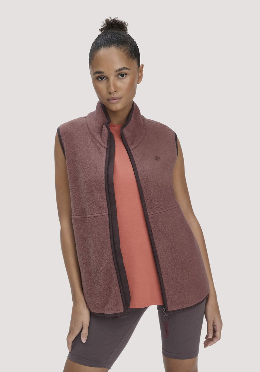 hessnatur Loungewear Fleece Weste Regular ACTIVE LIGHT aus Bio-Baumwolle - braun - Größe L