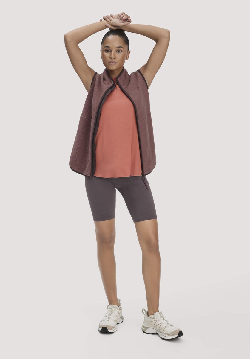 hessnatur Loungewear Fleece Weste Regular ACTIVE LIGHT aus Bio-Baumwolle - braun - Größe L