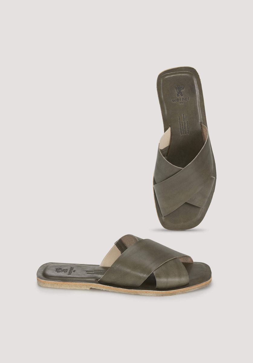 hessnatur Damen Pantolette aus Nappaleder - grün - Größe 36